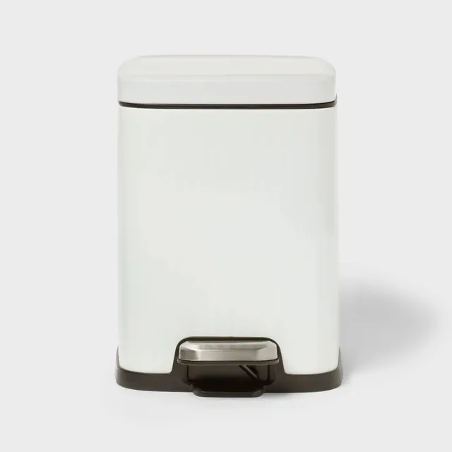 4L Ribbed Step Trash Can Stainless Steel White - Brightroom™