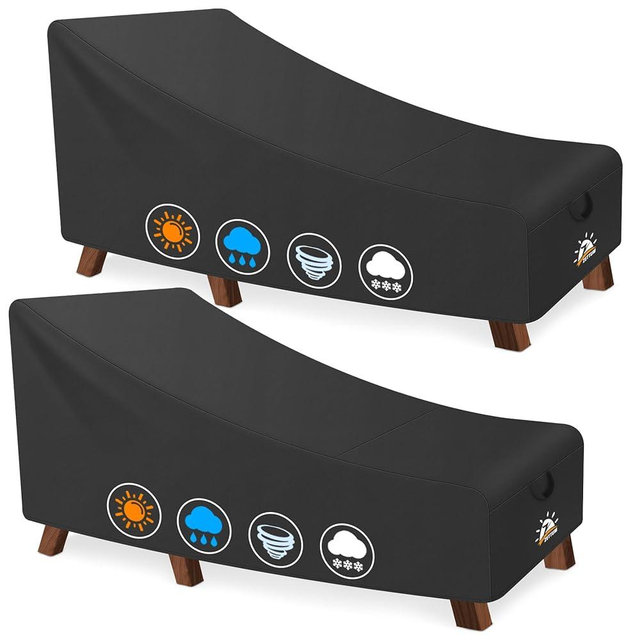 Zettum Outdoor Lounge Chair Cover 2 Pack - Waterproof Patio Chaise Lounge Chair Cover, 600D Fade-Resistant Outdoor Seating Covers For Pool Lounge Chair, Lawn Bench Furniture 84 x 32 x 32 Inch