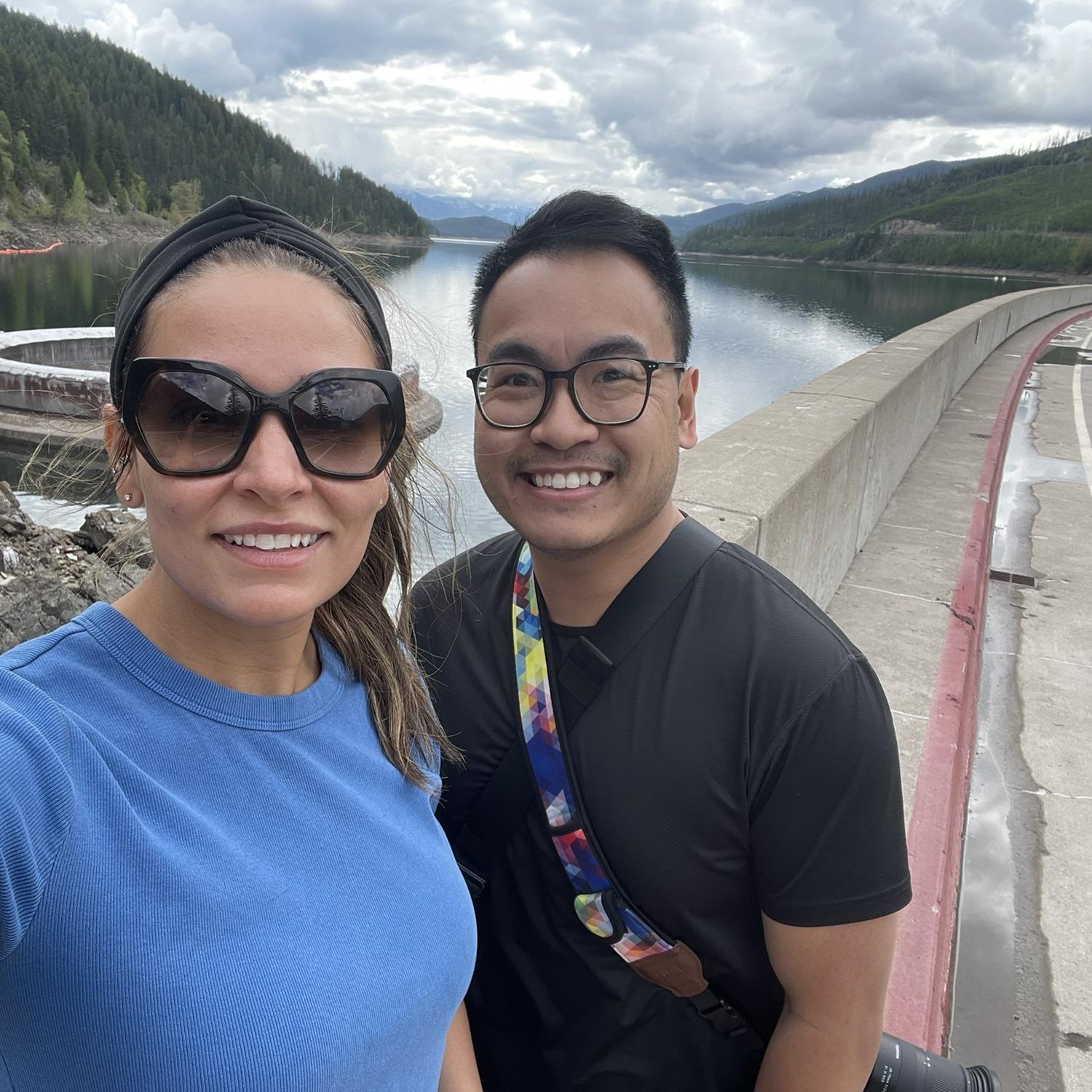 Visiting the dam at Glacier National Park in Montana.