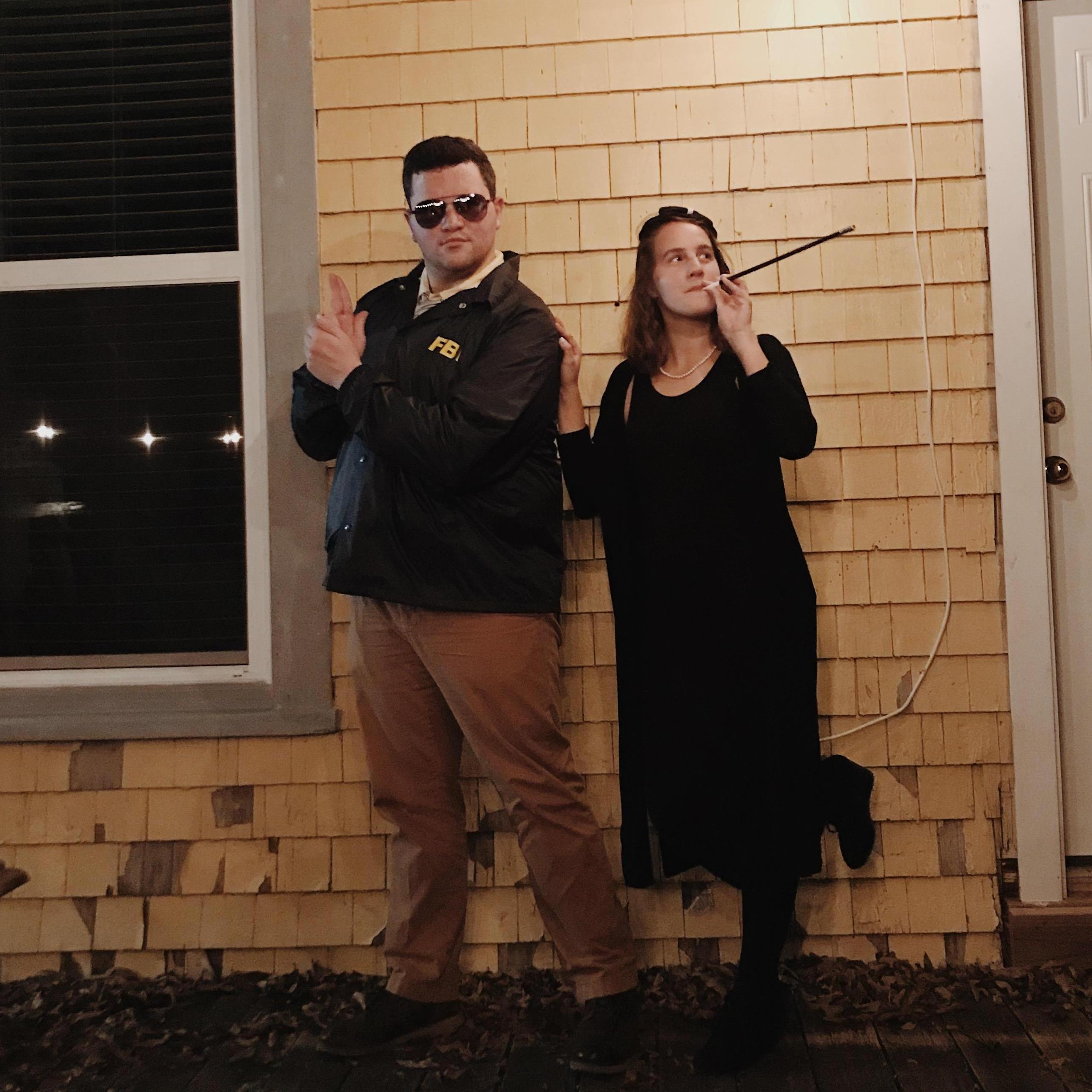 Halloween dressed as Burt Macklin and Janet Snakehole