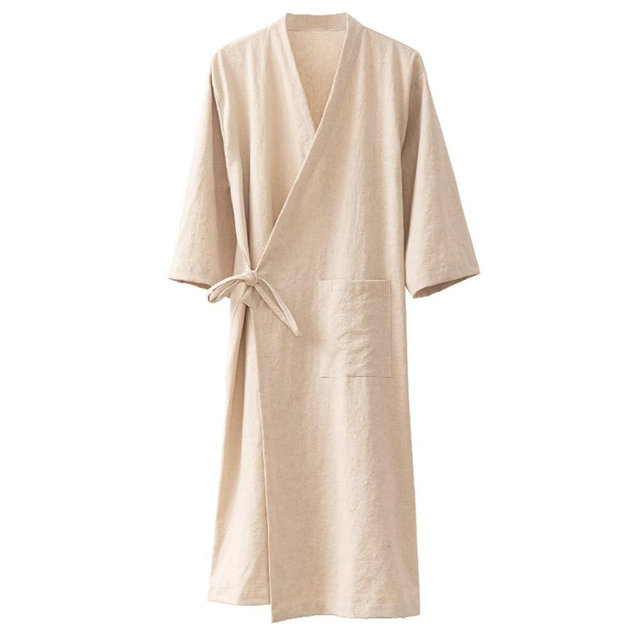 MOLUCI Men's Women's Cotton Linen Bathrobe Couples Japanese-Style Absorbent Quick-Drying Kimono Yukata Sauna Robe