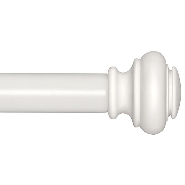 SIMEWIN Heavy Duty White Curtain Rods, 1 Inch Diameter, 28 to 48 Inch, Classic Finials, Iron, Wall Mounted, Color-treated, Wear-resistant Coating