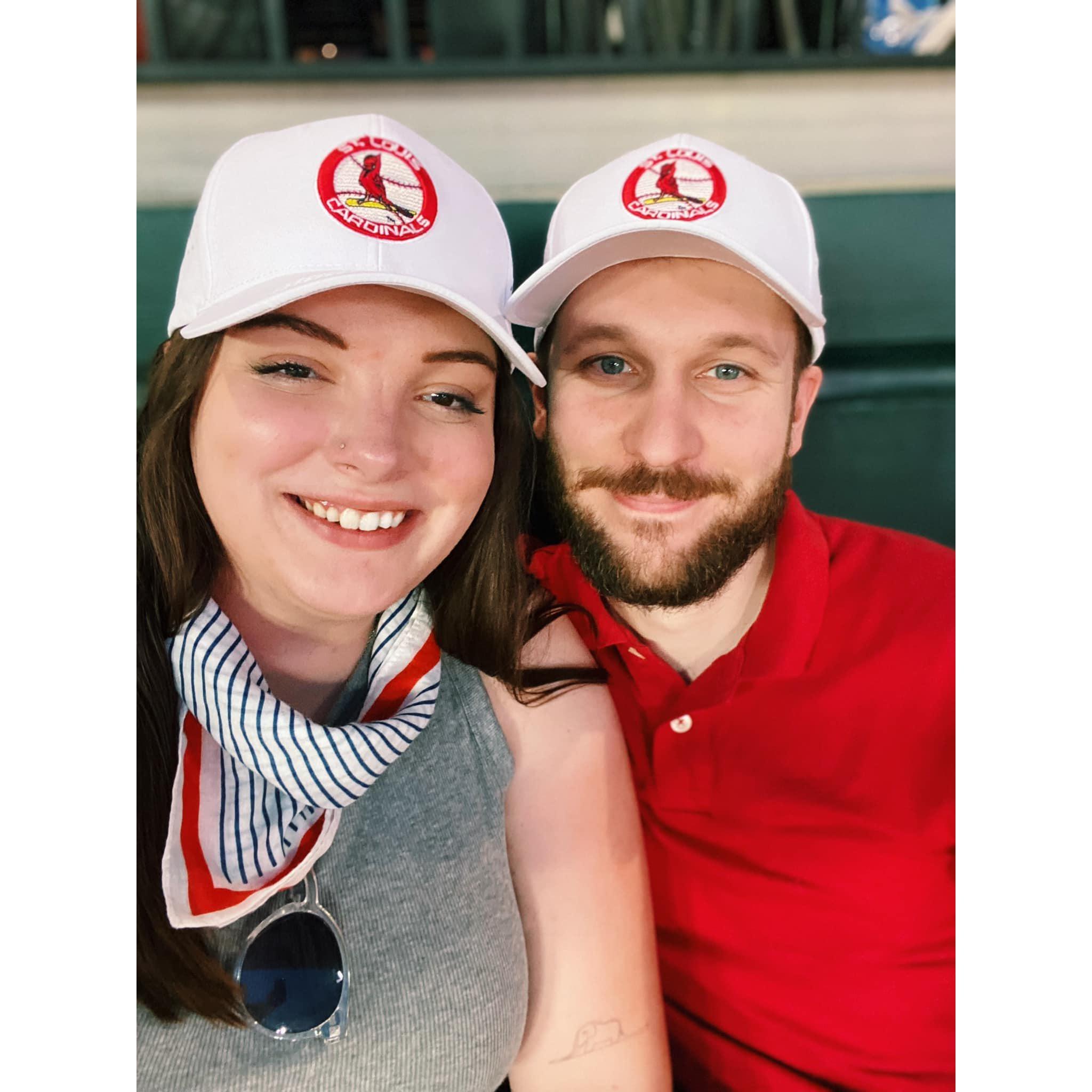 Cardinals game in our matching hats :)