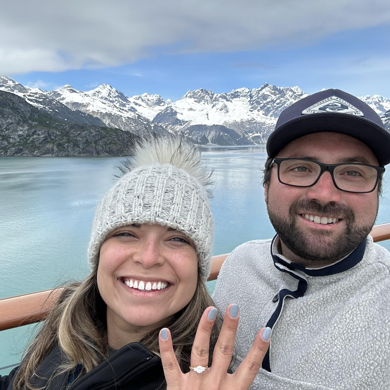 After saying yes! (Also not realizing it was on the wrong hand the entire time for the rest of the trip)