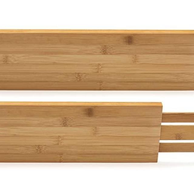 Lipper International 8897 Bamboo Wood Custom Fit Adjustable Deep Kitchen Drawer Dividers, Set of 2