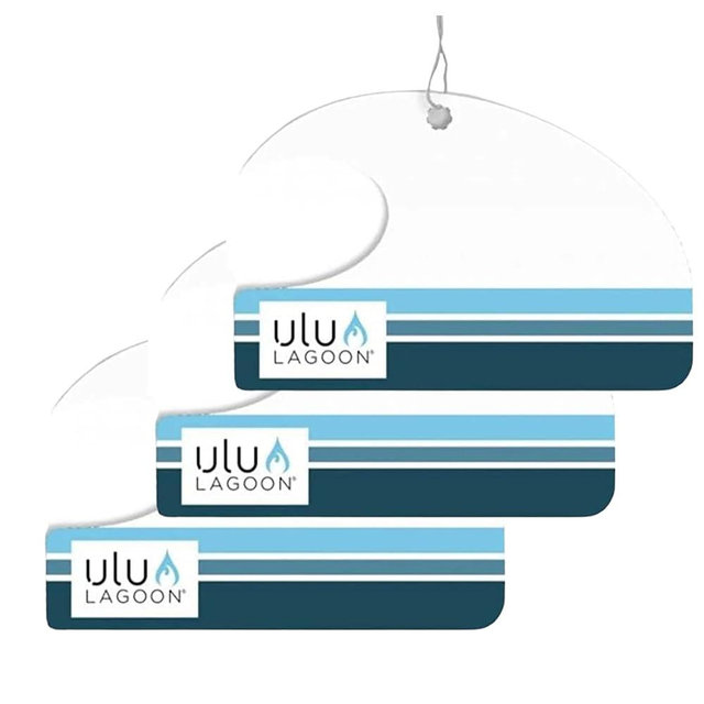 ulu Lagoon Hanging Car Air Freshener | Tropical Beach Coconut Surf Wax Scent Mini Wave | Long Lasting Car Freshener, Closet and Beyond | Made In USA | 3 Pack (ulu Stripes)