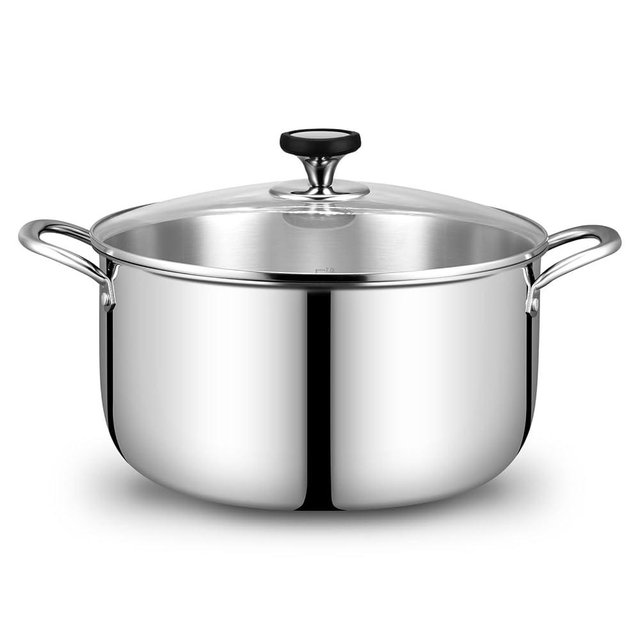 Tri-Ply Stainless Steel Stock Pot, 12 Quart Heavy Duty Induction Cooking Pot with Visible Lid for Pasta, Soup, Spaghetti, Sturdy & Double Handle, Dishwasher Safe