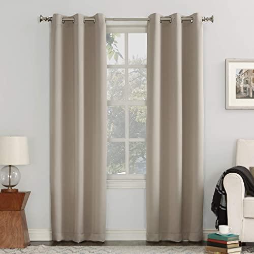 Sun Zero Easton Blackout Energy Efficient Grommet Curtain Panel, 40" x 84", Stone