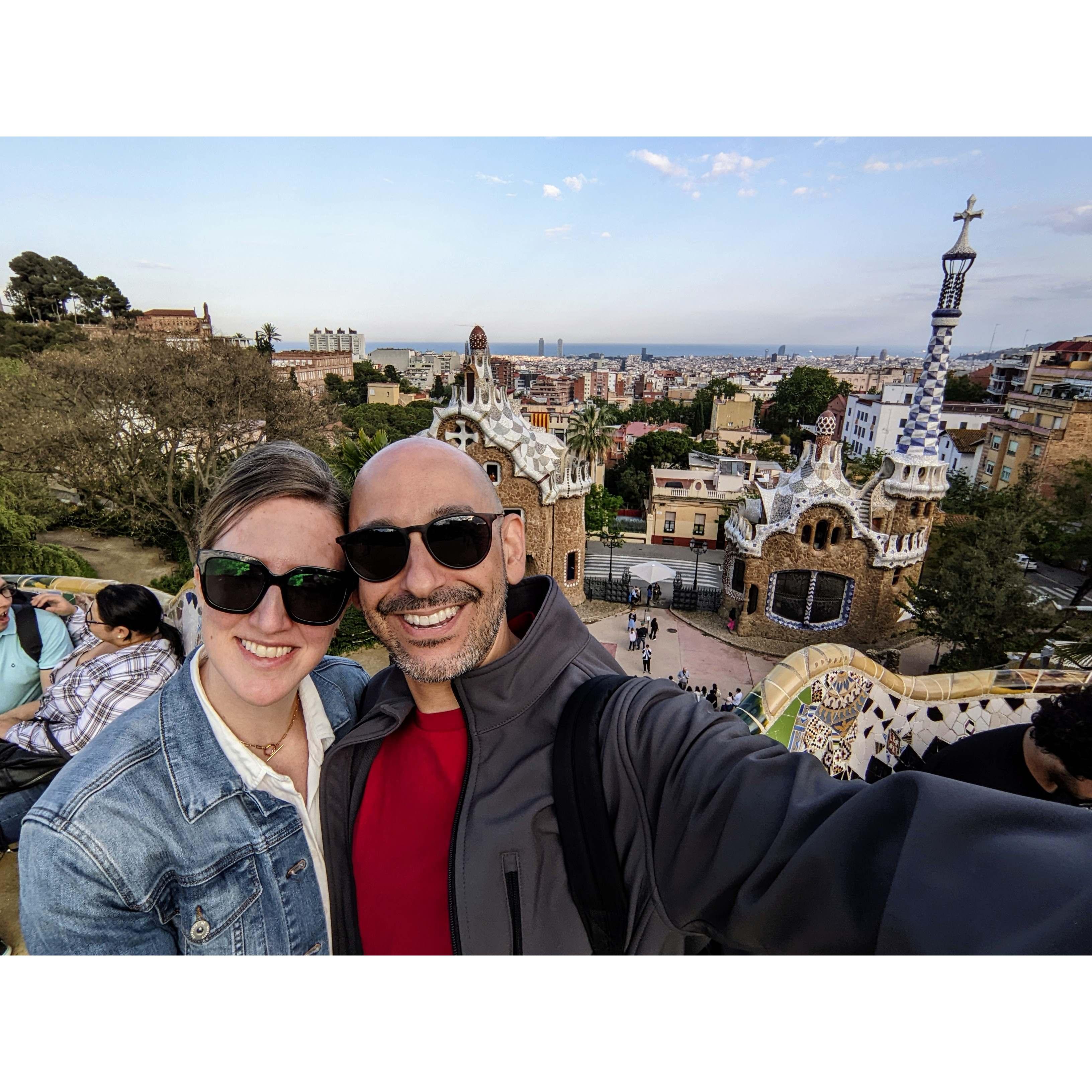 Park Guell in Barcelona, minutes before Stephen proposed.