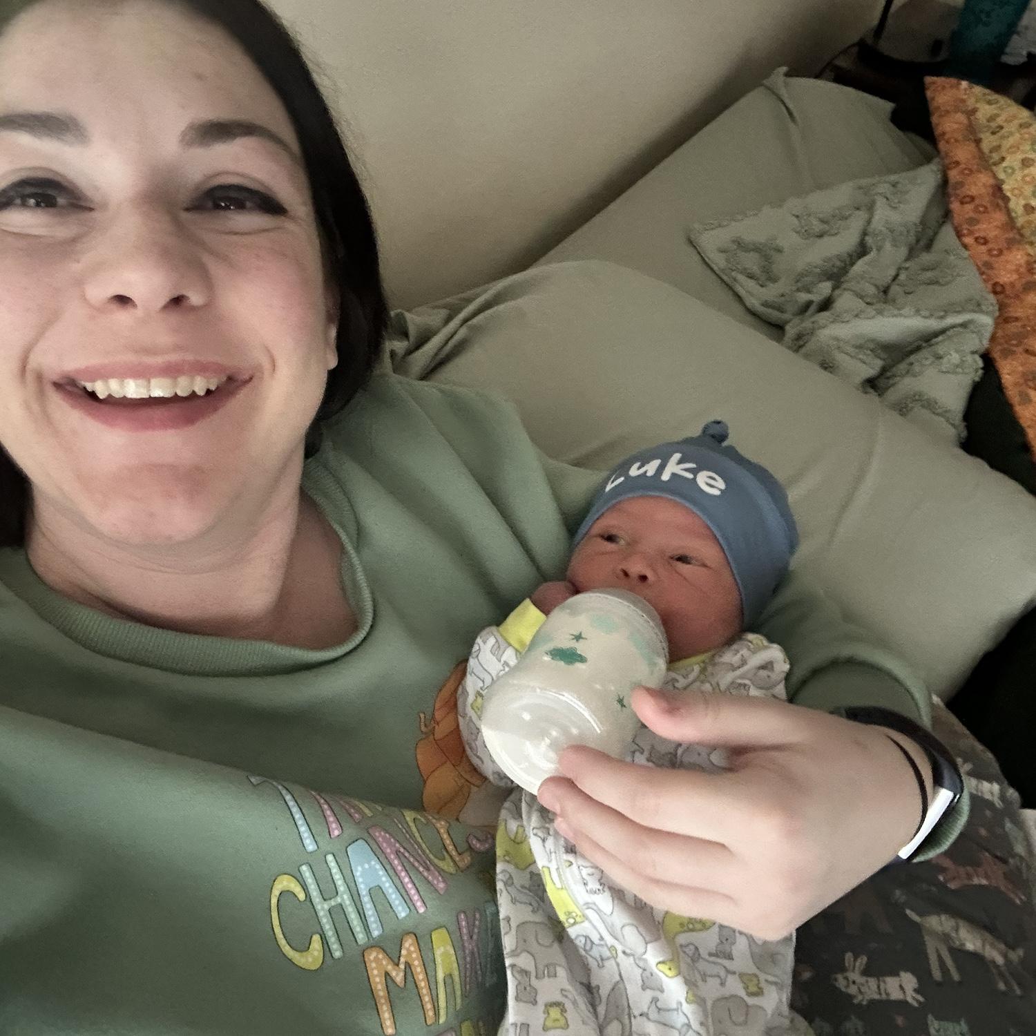 Just finished my second body building program- had a 8.2lb baby boy. He informed us his name is Luke.