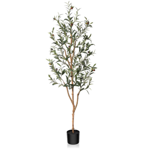 Kazeila Artificial Olive Tree 5FT Tall Faux Silk Plant for Home Office Decor Indoor Fake Potted Tree with Natural Wood Trunk and Lifelike Fruits