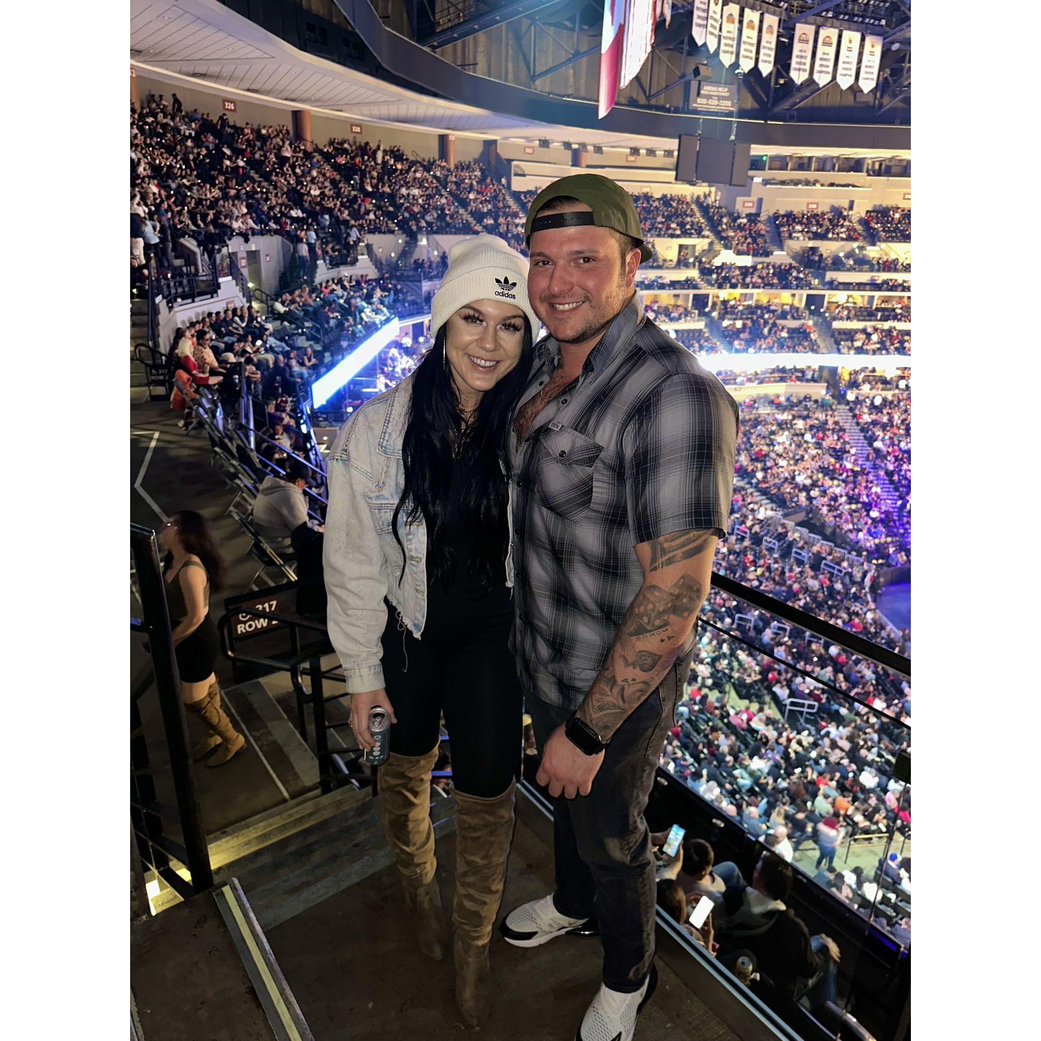 At a Pitbull concert in Denver.... dale.
