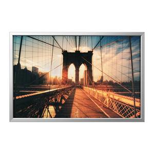 BJÖRKSTA Picture and frame, Brooklyn Bridge at sunset, aluminum color