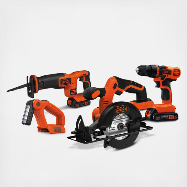 Black+Decker, 20V Max Lithium Ion 4-Piece Tool Kit | Zola