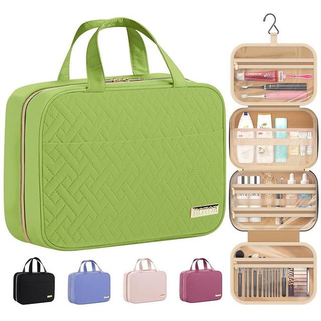 HOTOR Travel Toiletry Bag - Toiletry Bag w/Hanging Hook - Spacious Toiletry Bag for Women & Men, Makeup Bag/Big Comparment, Waterproof for Travel Accessories, Travel Essentials, Medium, Avocado Green