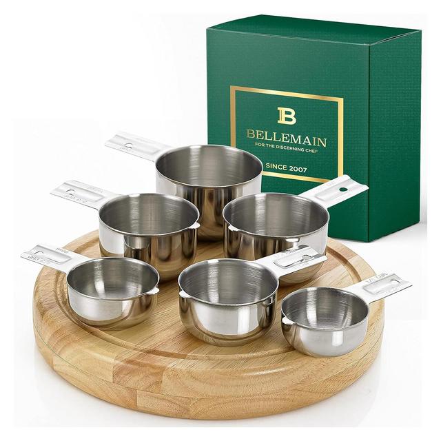 Bellemain 6-Piece Stainless Steel Measuring Cups – One-Piece Nesting Design for Dry & Liquid Ingredients (ML & OZ Markings