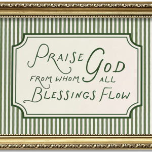 Vintage Gold Framed Christian Wall Art, Praise God From Whom All Blessings Flow Bible Verse Canvas Prints, Sage Green Scripture Painting Religious Wall Decor for Living Room Bedroom 16x24 Inch