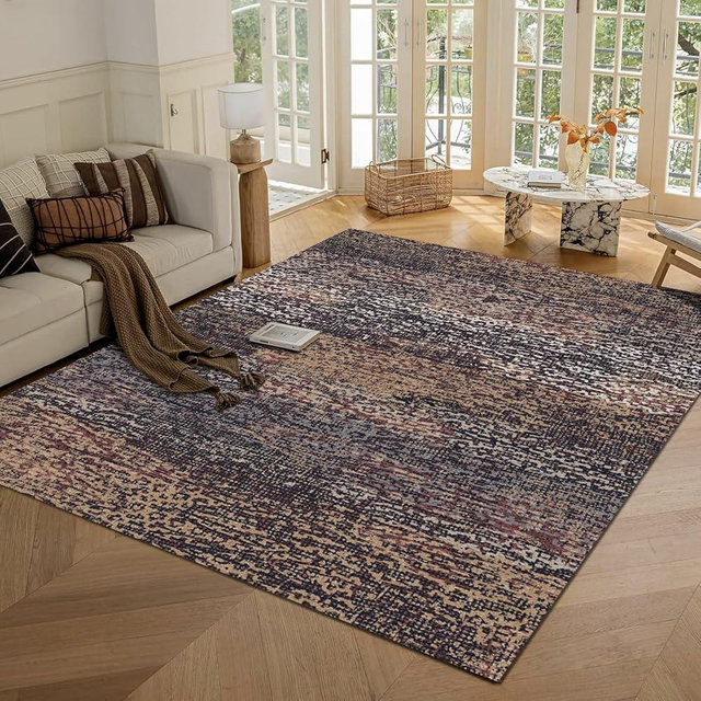 RUGSURE Washable Area Rug - 1/6 Thick - Stain & Water Resistant Non-Slip - Resistant Rug for Living Room, Bedroom, Nursery, Pet & Child Friendly, Vintage Charm Area Rugs (Rust, 6' x 9')