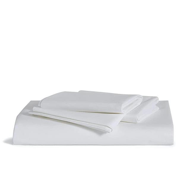 Brooklinen Luxe Starter Sheet Set for Queen Size Bed, Solid White - 3 Piece Set (1 Fitted Sheet + 2 Pillowcases)