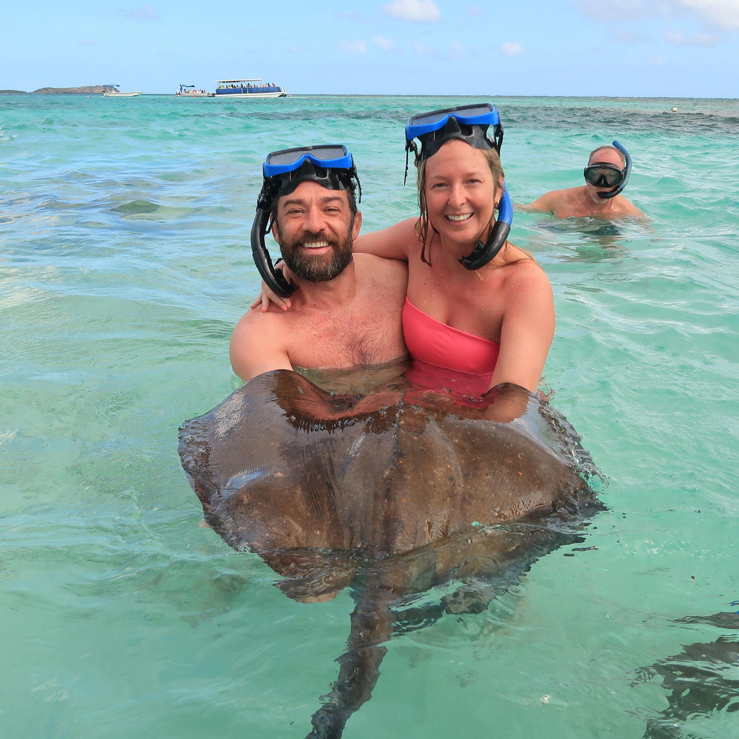Holding a stingray in Antigua