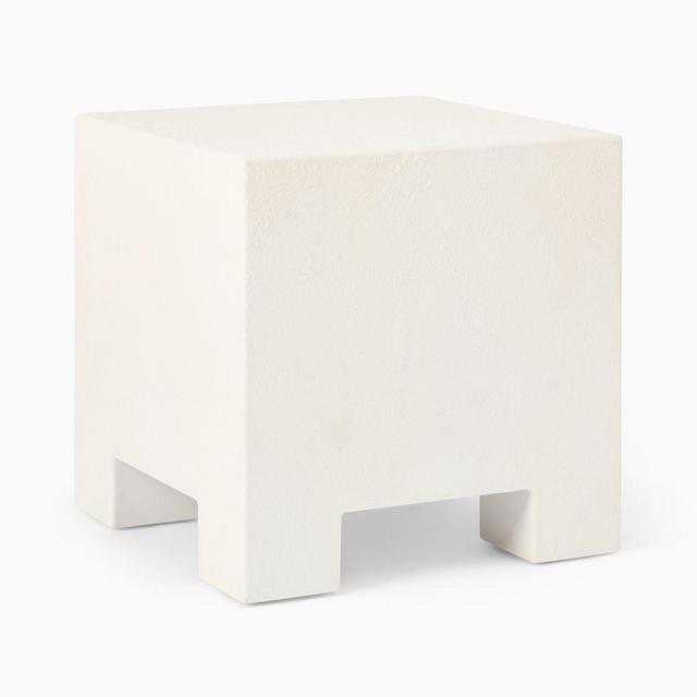 Kamari 20" Side Table, White Faux Concrete