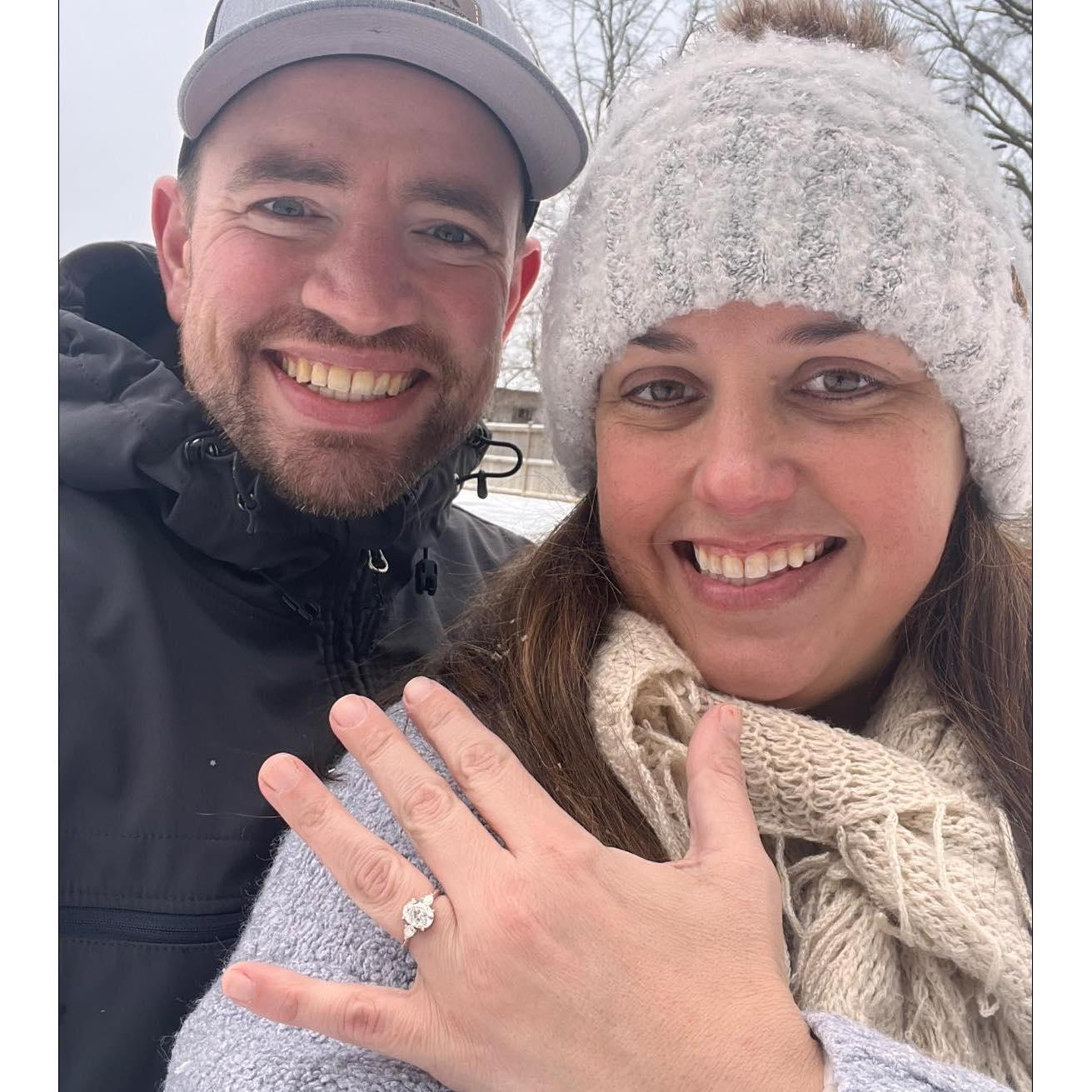 Mike proposed on a rare snow day in NC