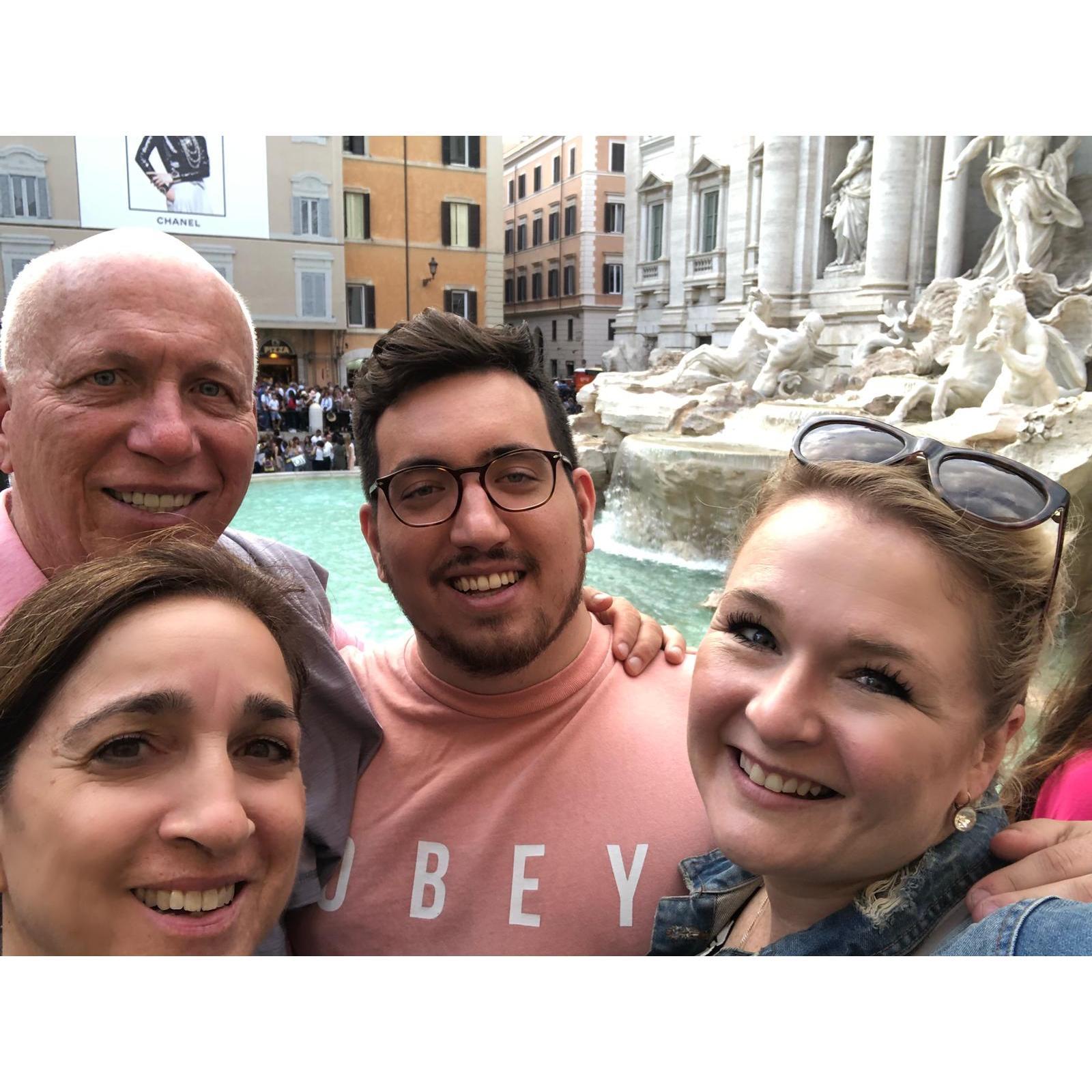 Collin as the center of attention (where he deserves to be) at the Trevi Fountain in Rome.
