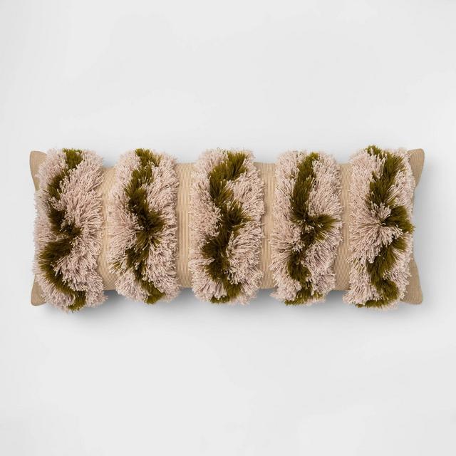 Oversize Moss Tufted Stripe Lumbar Pillow Green - Opalhouse™