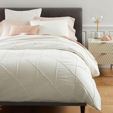 Organic Pleated Grid Duvet Cover