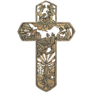 11 Inch Wall Cross Resin Life of Jesus Christ Pack of 2