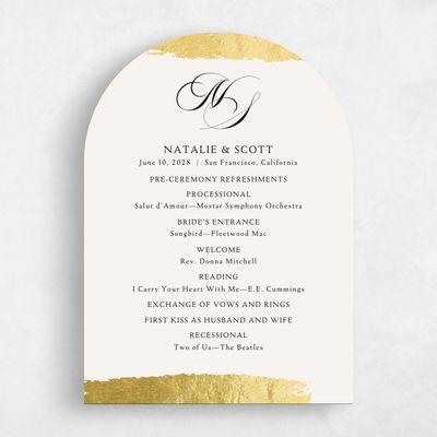 Beige Arch Wedding Program - Casey Foil