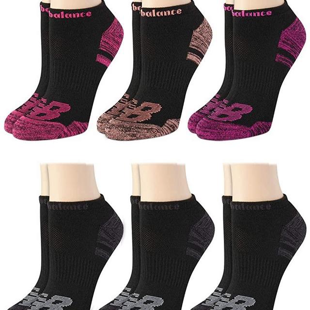 New Balance Women's Athletic Arch Compression Cushion Comfort Low Cut Socks (6 Pack)