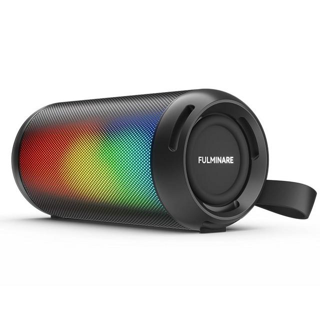 FULMINARE Portable Bluetooth Speaker with 26W HD Sound, Speakers Bluetooth Wireless 6.0, AUX&TF-Card&USB Input, LED Lights, IPX5 Waterproof, 16H Playtime for Home/Outdoor/Party, Birthday Gift (Black)