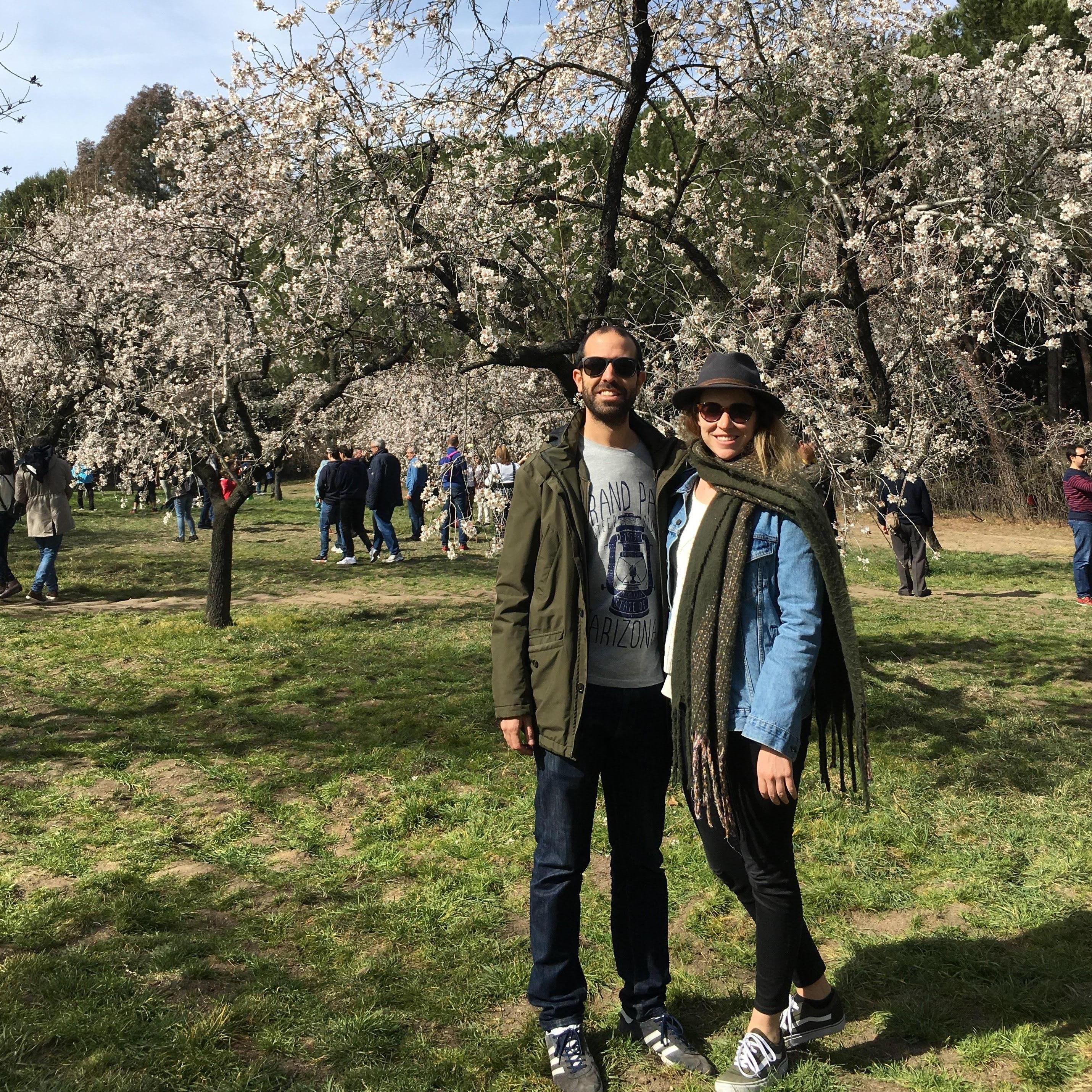 Enjoying the blossoming trees in Madrid