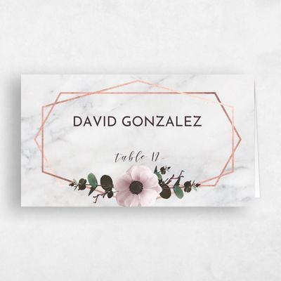 Purple Wedding Place Card - Camellia