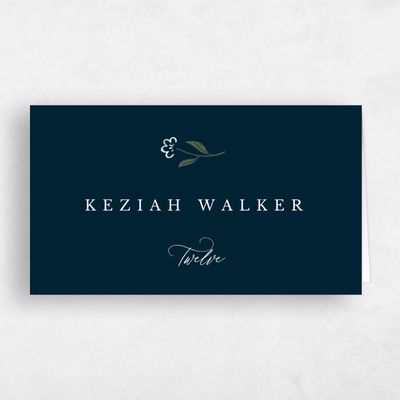 Darkest Teal, Blue Wedding Place Card - Samlet