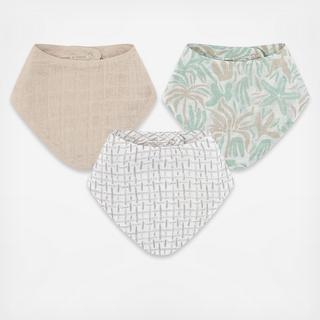 Cove Beach Life Assorted Muslin Bib, Set of 3