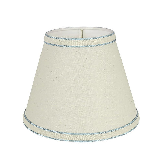 Aspen Creative 58909 Empire Uno Lamp Shade in Cream with Powder Blue, 5" Top x 9" Bottom x 7" Slant Height, Slip UNO 33mm