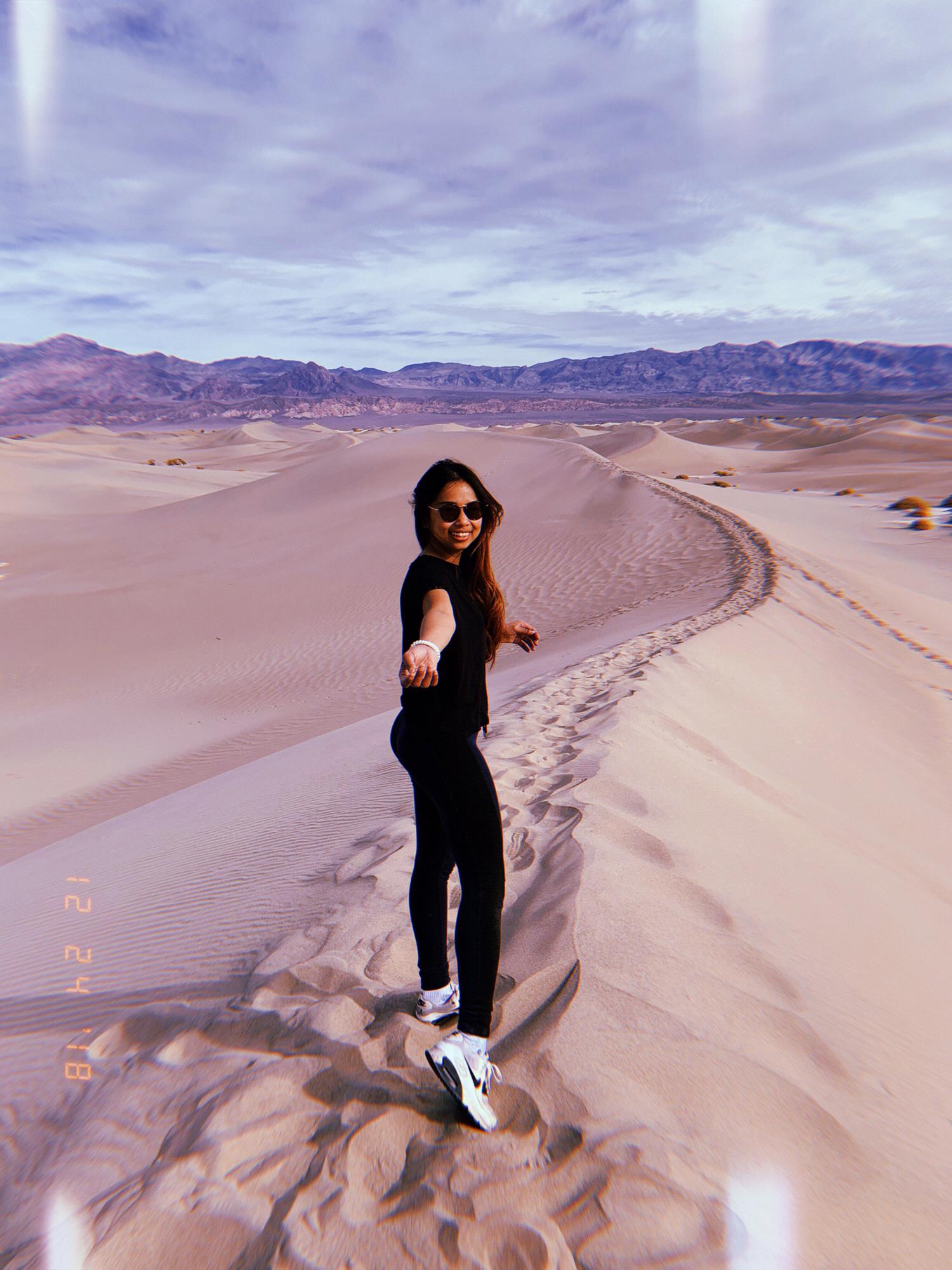 Death Valley, where I stuck our camping van and Teddy has to fix it lol