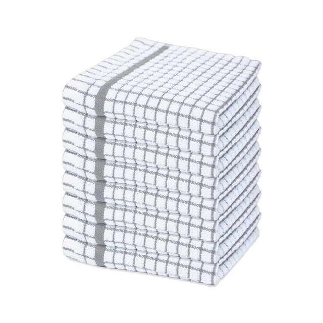 Sloppy Chef Classic Checkered Dishcloths (Pack of 8), 100% Cotton. Color Options, 13x13 in.