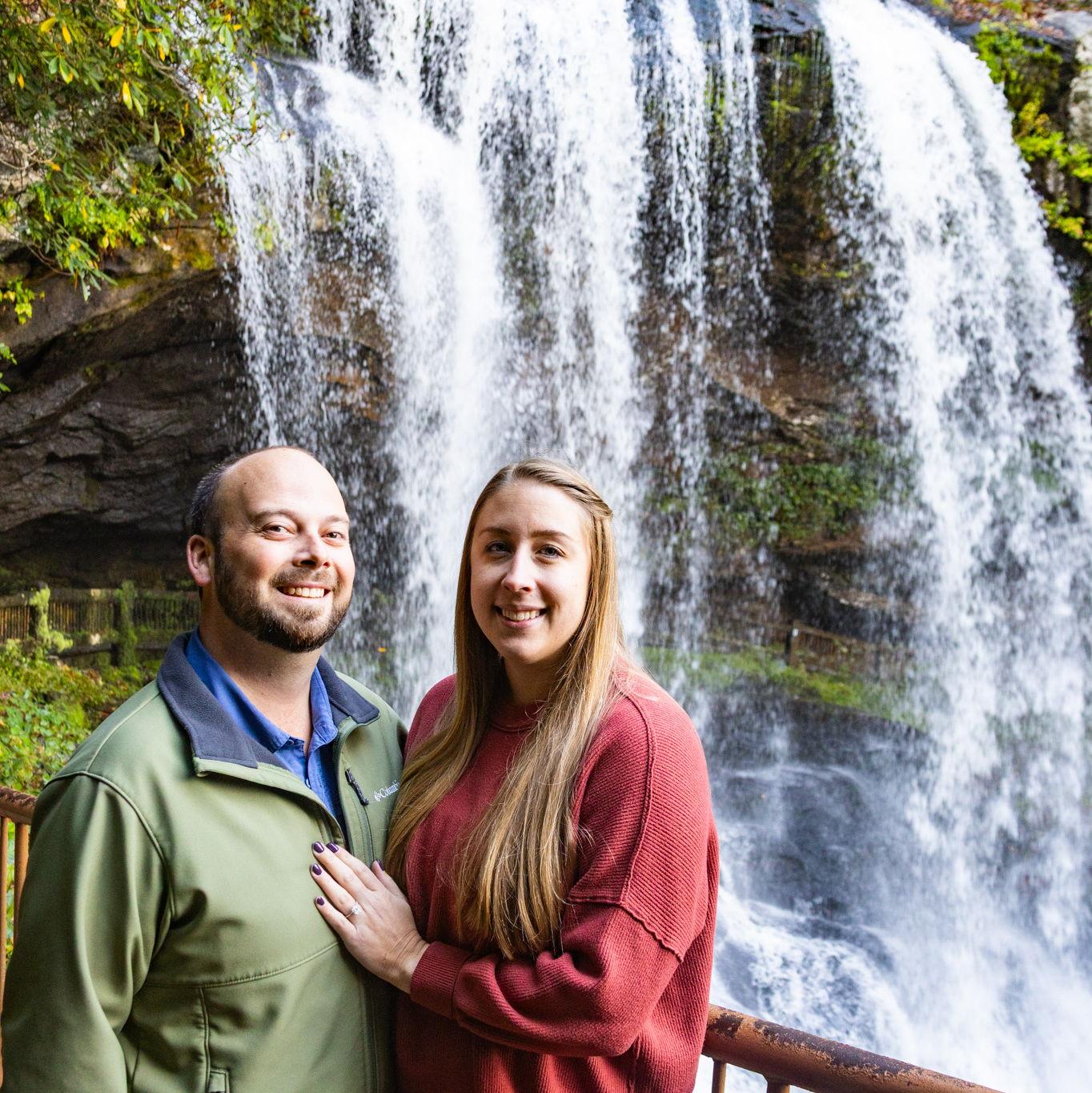 Engagement at Dry Falls in Highlands, NC