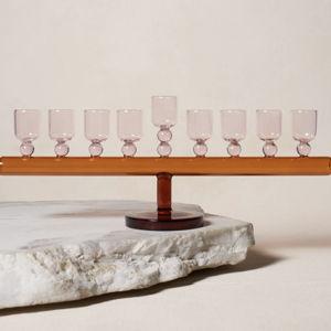 Glass Chanukiah- Rose + Amber