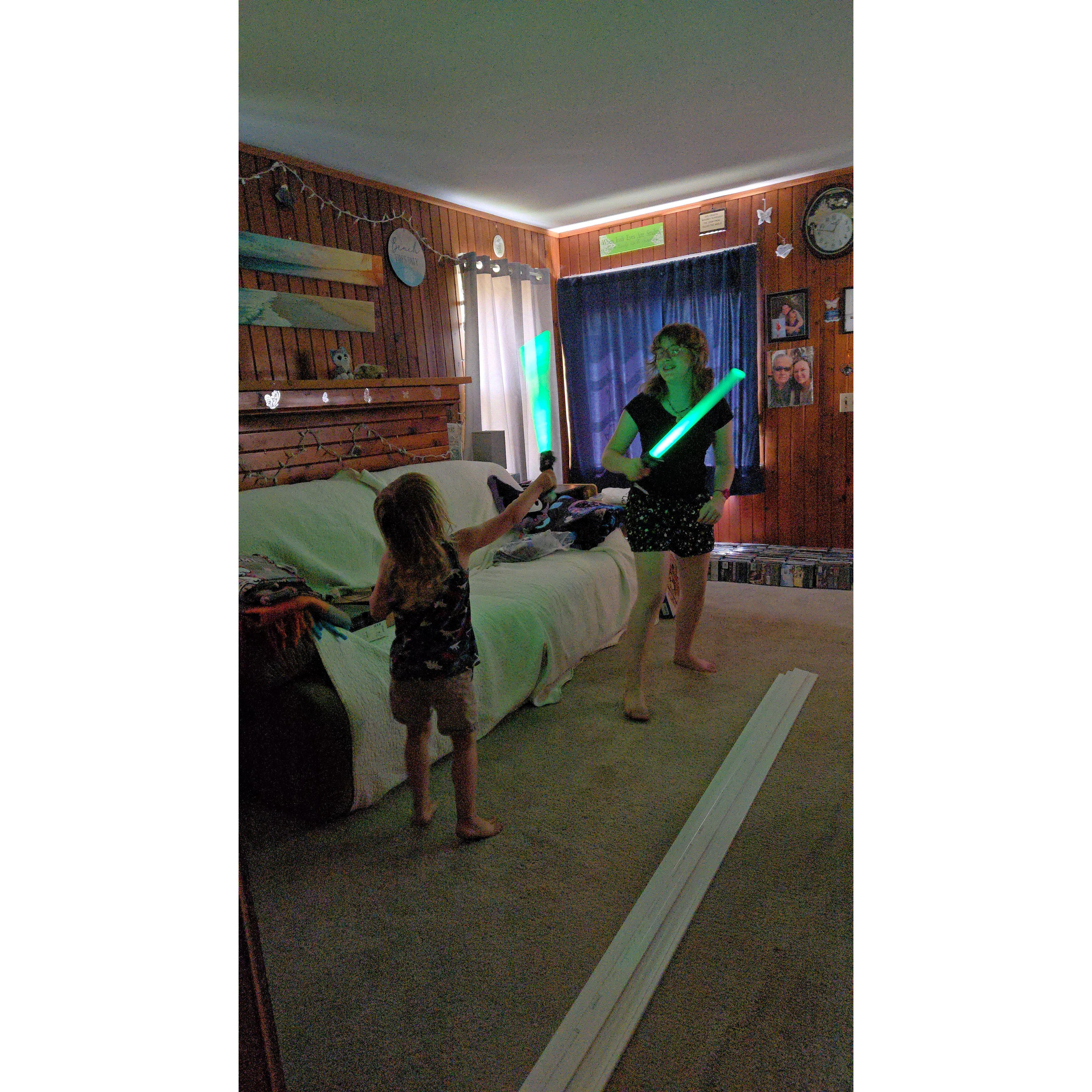 A little light saber fun while the parents remodel DIY style