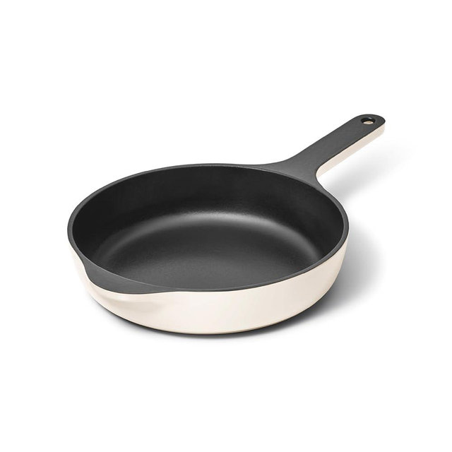 Caraway Cast Iron Skillet - 8” Enameled Cast Iron Pan With 3 Layer Enamel Coating - No Seasoning Required - Compatible With All Stovetops - Free From Forever Chemicals - Cream