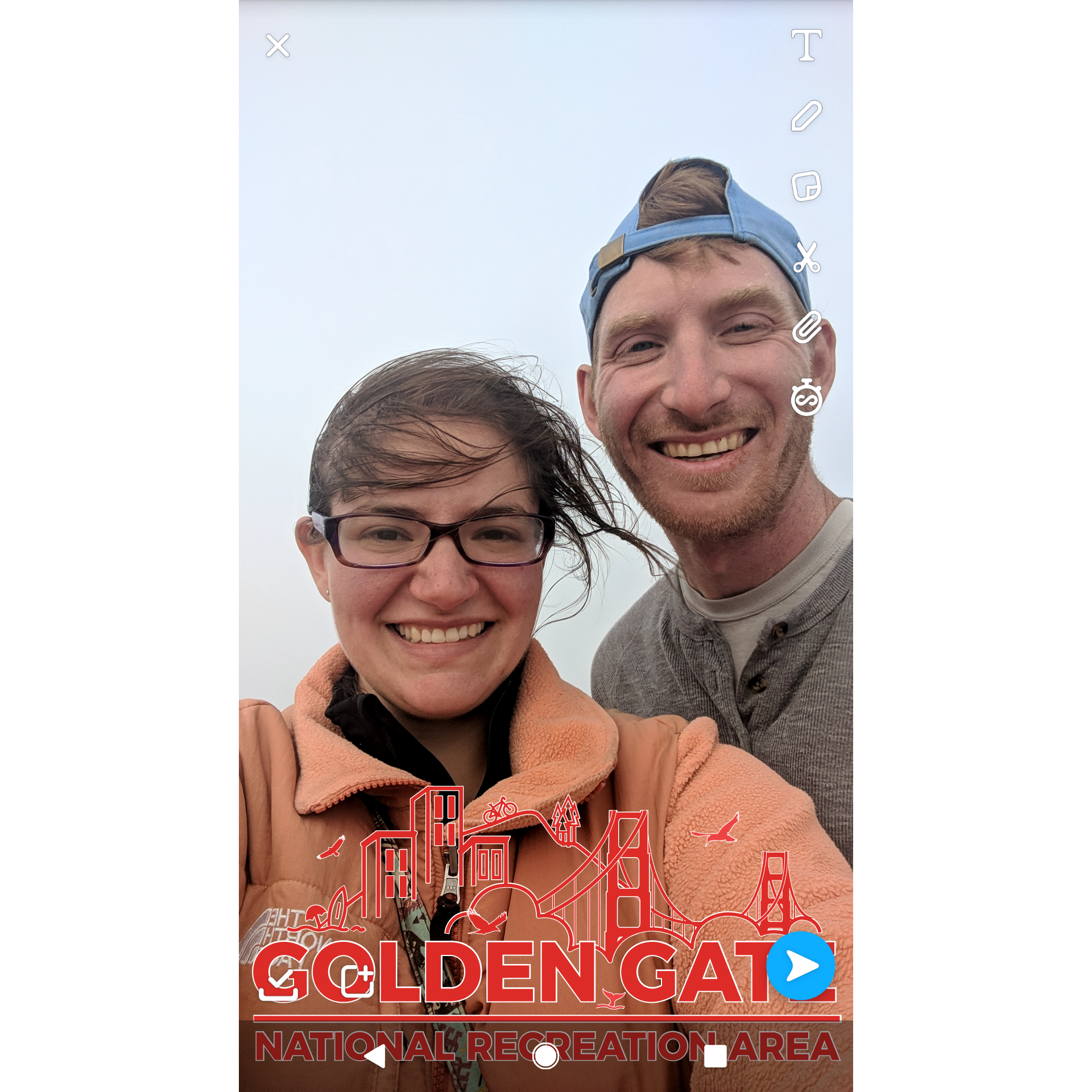 Rachel took Mark to see the Golden Gate bridge in San Fransisco and all we saw was Karl (the official name for San Fran fog).