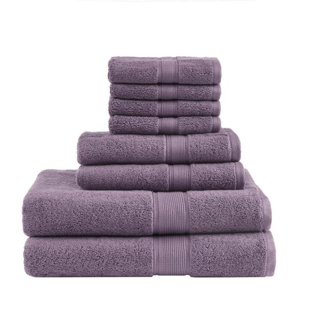 Madison Park Signature 800GSM 100% Cotton 8-Piece Bath Towel Set in Light Purple