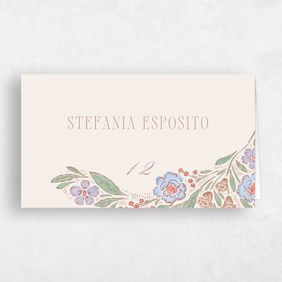 Linen, Beige Wedding Place Card - Persephone
