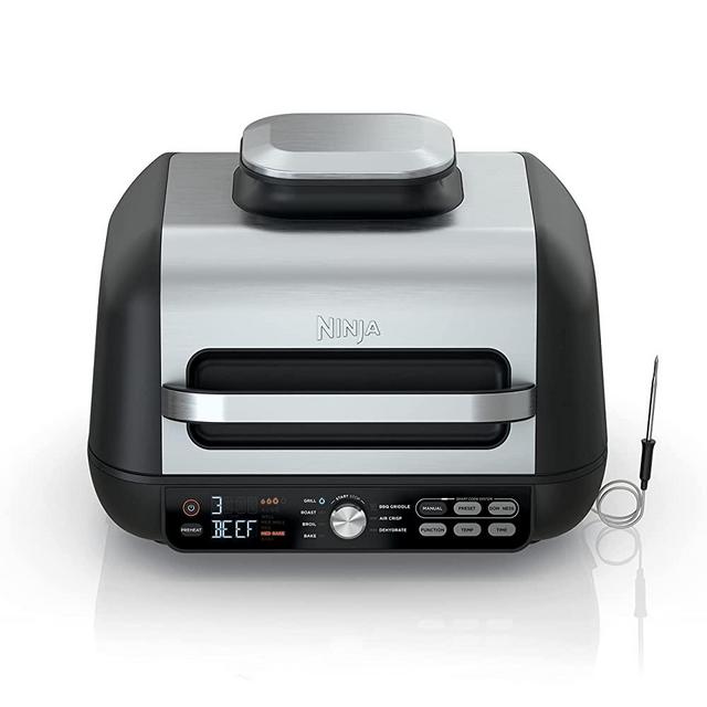 Ninja IG651 Indoor Grill & Griddle Foodi XL Pro 7-in-1 with Smart Cook System, 4-Quart Air Fryer, Roast, Bake, Dehydrate, and Broil, Black, Family-Sized Capacity