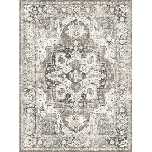 Long Hallway 2x15 Runner Rug: Non-Slip Washable Runner Rug 15ft for Kitchen Entryway Boho Soft Low Pile Carpet Stain Resistant Home Floor Decoration for Living Room Bedroom (Beige/Brown/Grey, 2x15)