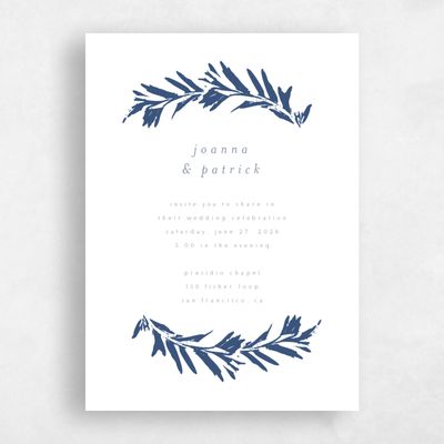 Dark Cobalt, Blue Wedding Invitation - Callahan Portrait